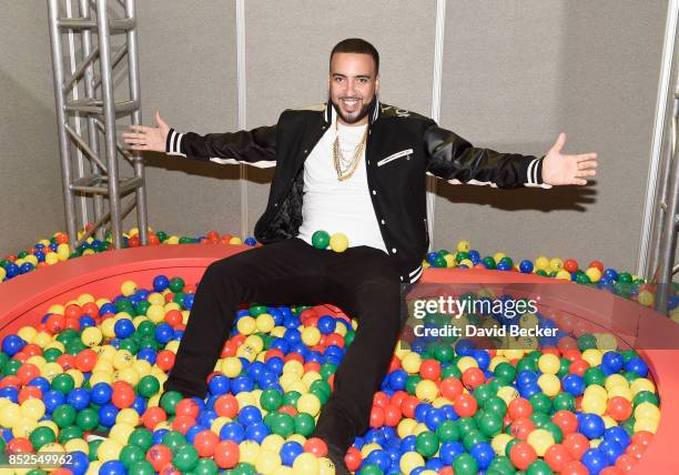 French Montana backstage during the Daytime Village Presented by Capital One at the 2017 HeartRadio Music Festival at the Las Vegas Village on...