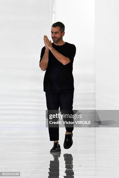 Fashion designer Roberto Cavalli walks the runway at the Roberto Cavalli Ready to Wear Spring/Summer 2018 fashion show during Milan Fashion Week...