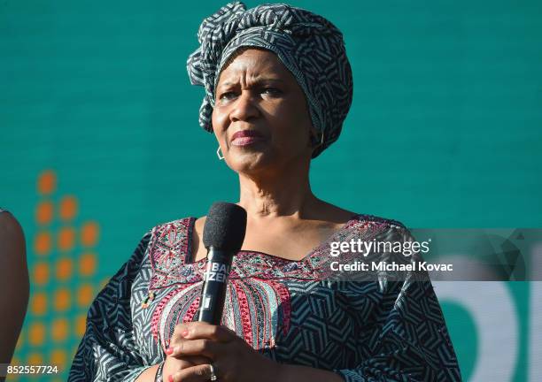 Executive Director of UN Women Phumzile Mlambo-Ngcuka speaks onstage during Global Citizen Festival 2017 at Central Park on September 23, 2017 in New...