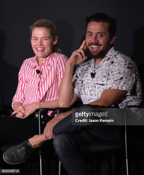 Rachael Taylor and Mike Piscitelli speak at the Tribeca TV Festival screening of Pillow Talk at Cinepolis Chelsea on September 23, 2017 in New York...