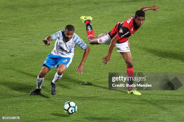 Gabriel of Flamengo struggles for the ball with Capa of Avai during a match between Flamengo and Avai as part of Brasileirao Series A 2017 at Ilha do...