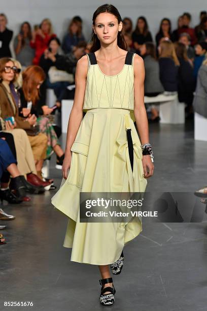 Model walks the runway at the Sportmax Ready to Wear Spring/Summer 2018 fashion show during Milan Fashion Week Spring/Summer 2018 on September 22,...