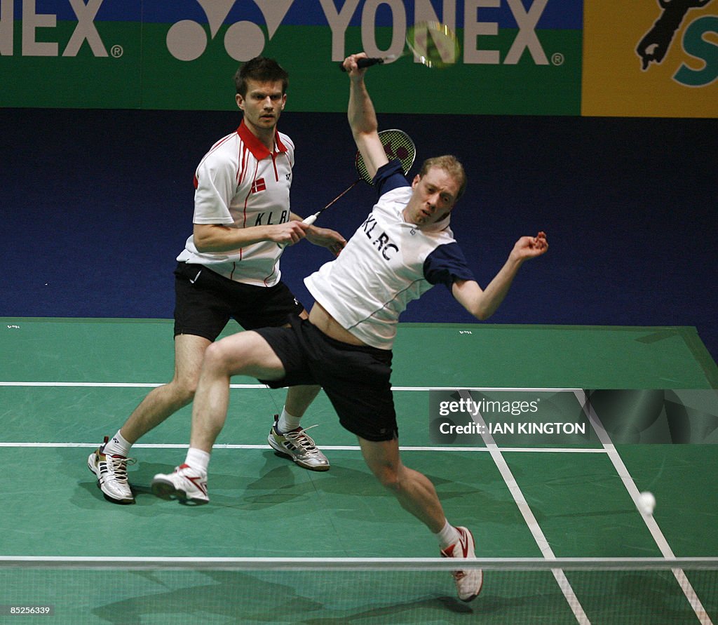 Lars Paaske and Jonas Rasmussen of Denmark play against Shintaro