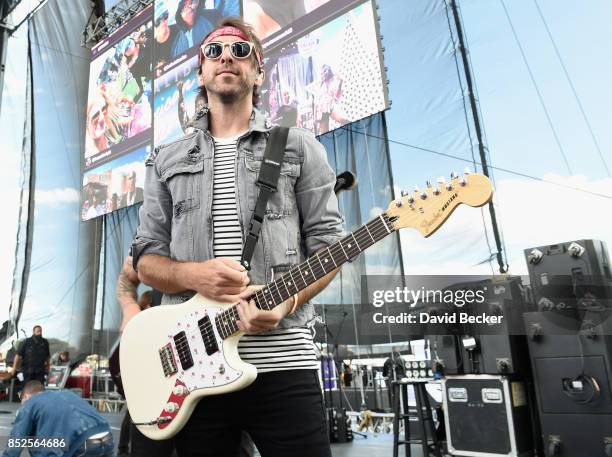 Alex Gaskart of All Time Low backstage during the Daytime Village Presented by Capital One at the 2017 HeartRadio Music Festival at the Las Vegas...