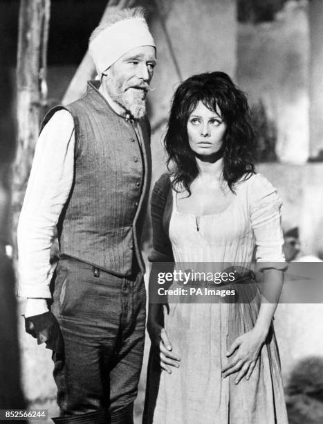 Peter O'Toole and Sophia Loren star as Don Quixote and Aldonza in the film musical Man of La Mancha.