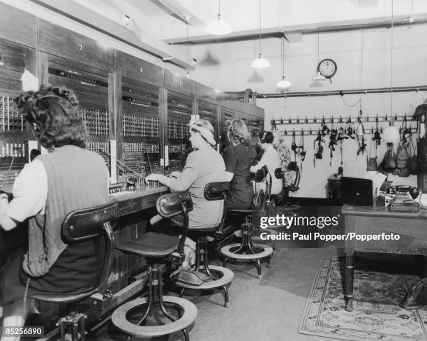 The telephone exchange in the Cabinet War Rooms under Whitehall, 1945.