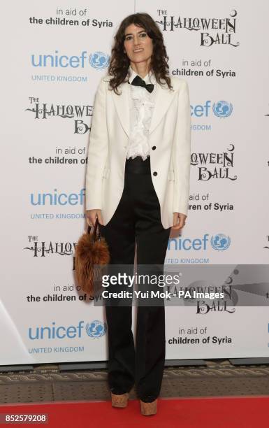 Bella Freud attending the UNICEF UK Halloween Ball - to raise funds to help Syrian children - at One Mayfair in central London.