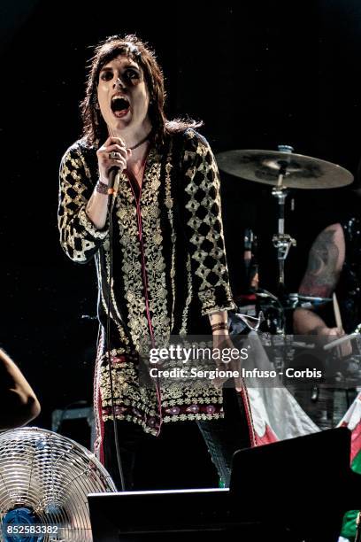 Luke Spiller of The Struts opens the concert of English rock band The Rolling Stones during Lucca Summer Festival 2017 on September 23, 2017 in...