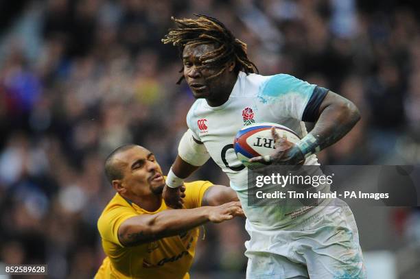 England's Marland Yarde makes a break during the QBE International at Twickenham, London.