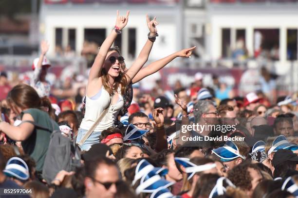 Fans attend the Daytime Village Presented by Capital One at the 2017 HeartRadio Music Festival at the Las Vegas Village on September 23, 2017 in Las...