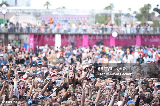 Fans attend the Daytime Village Presented by Capital One at the 2017 HeartRadio Music Festival at the Las Vegas Village on September 23, 2017 in Las...