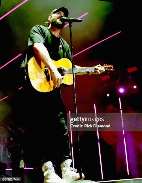 Singer/Songwriter Sam Hunt performs during Sam Hunt 15 In A 30 Tour Featuring Maren Morris, Chris Janson and Ryan Folleseat Ascend Amphitheater on...