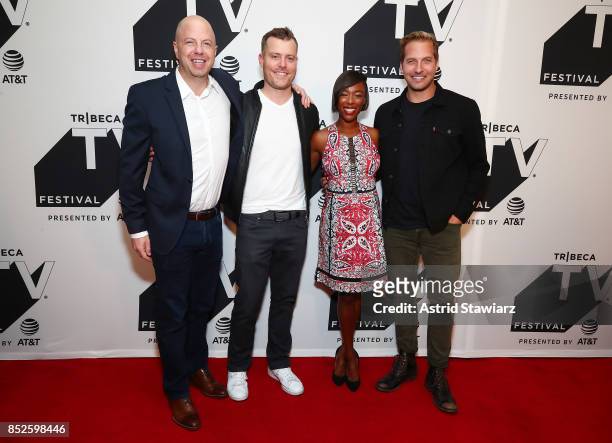 Beau Bauman, Rawson Marshall Thurber, Samira Wiley and Ryan Hansen attend the Tribeca TV Festival series premiere of Ryan Hansen Solves Crimes on...