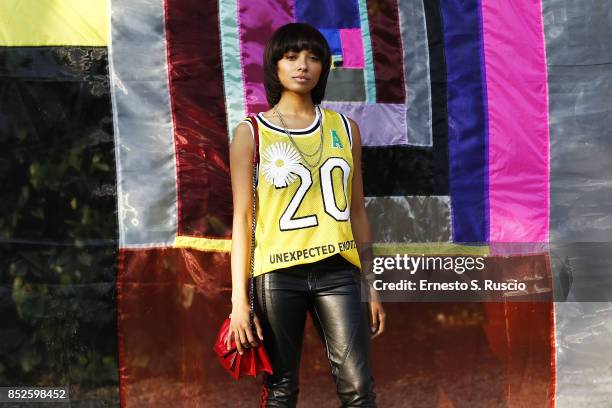 Kat Graham is seen inside the Missoni fashion show during the Milan Fashion Week Spring/Summer 2018 on September 23, 2017 in Milan, Italy.