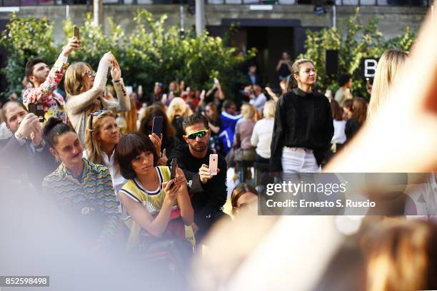 Kat Graham is seen inside the Missoni fashion show during the Milan Fashion Week Spring/Summer 2018 on September 23, 2017 in Milan, Italy.