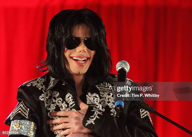 Michael Jackson announces plans for Summer residency at the O2 Arena at a press conference held at the O2 Arena on March 5, 2009 in London, England.