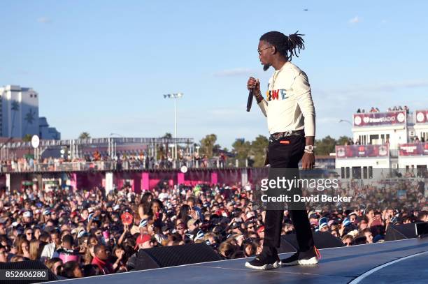 Offset performs onstage during the Daytime Village Presented by Capital One at the 2017 HeartRadio Music Festival at the Las Vegas Village on...