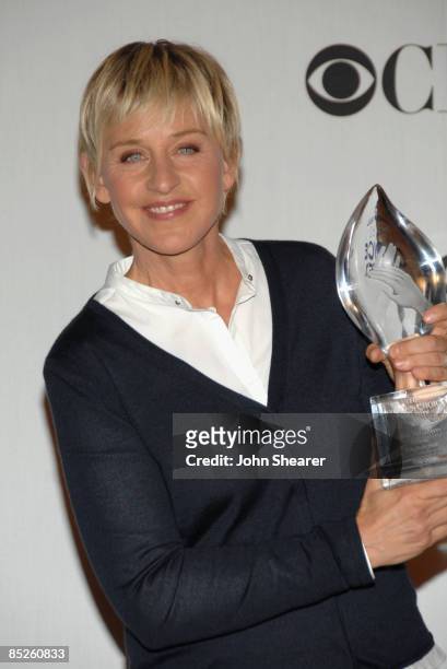 Personality Ellen DeGeneres poses in the press room at the 35th Annual People's Choice Awards held at the Shrine Auditorium on January 7, 2009 in Los...