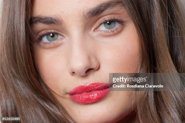 Taylor Hill is seen ahead of the Philosophy By Lorenzo Serafini show during Milan Fashion Week Spring/Summer 2018 on September 23, 2017 in Milan,...