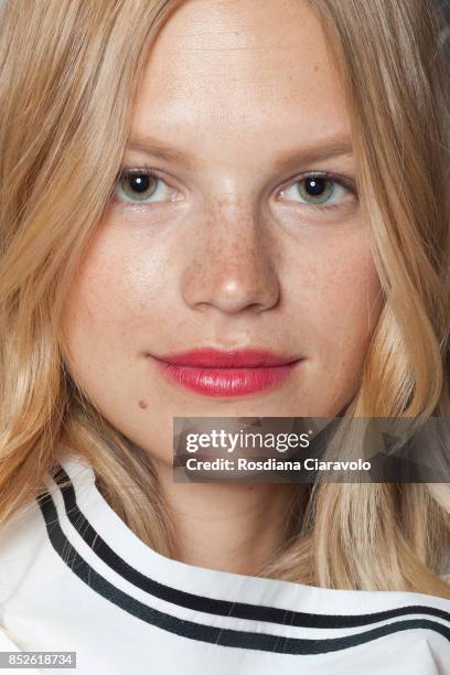 Nadine Leopold is seen ahead of the Philosophy By Lorenzo Serafini show during Milan Fashion Week Spring/Summer 2018 on September 23, 2017 in Milan,...