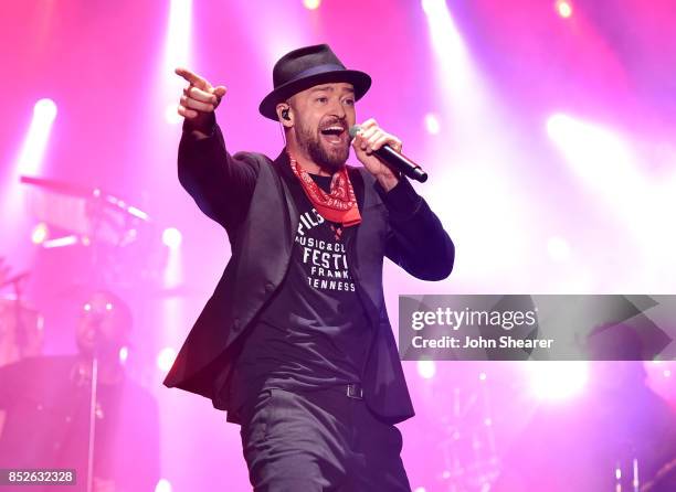 Musician Justin Timberlake performs at the 2017 Pilgrimage Music & Cultural Festival on September 23, 2017 in Franklin, Tennessee.
