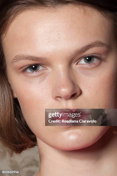 Cara Taylor is seen ahead of the Philosophy By Lorenzo Serafini show during Milan Fashion Week Spring/Summer 2018 on September 23, 2017 in Milan,...