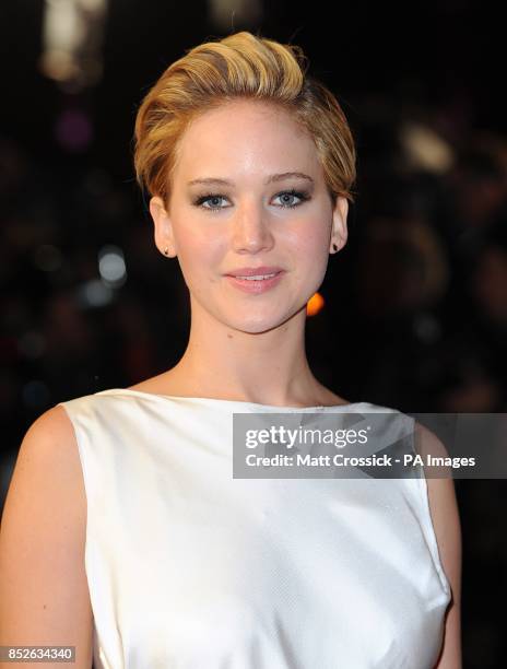 Jennifer Lawrence arriving for the World Premiere of The Hunger Games : Catching Fire, at the Odeon Leicester Square, London.