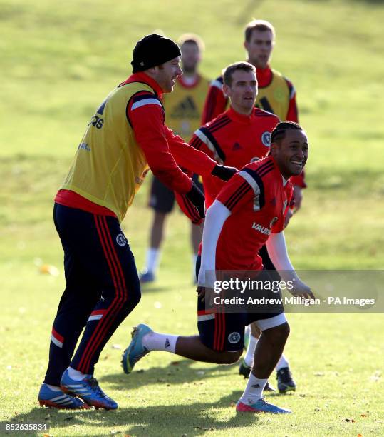 Scotland player Charlie Adam during a training session at Mar Hall, Glasgow.