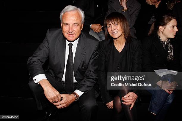 Mr Fornas chairman of cartier and Babette Djian attends at the Nina Ricci Ready-to-Wear A/W 2009 fashion show during Paris Fashion Week at Halle...