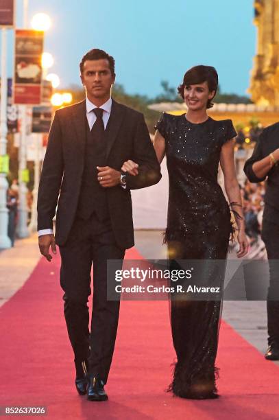 Spanish actress Paz Vega and Orson Salazar attend the Jaeger-LeCoultre 'Latin Cinema Award' at the Victoria Eugenia Teather on September 23, 2017 in...