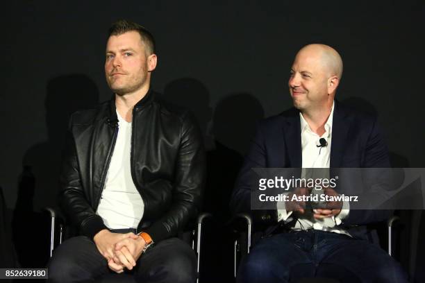 Rawson Marshall Thurber and Beau Bauman speak at the Tribeca TV Festival series premiere of Ryan Hansen Solves Crimes on Television at Cinepolis...