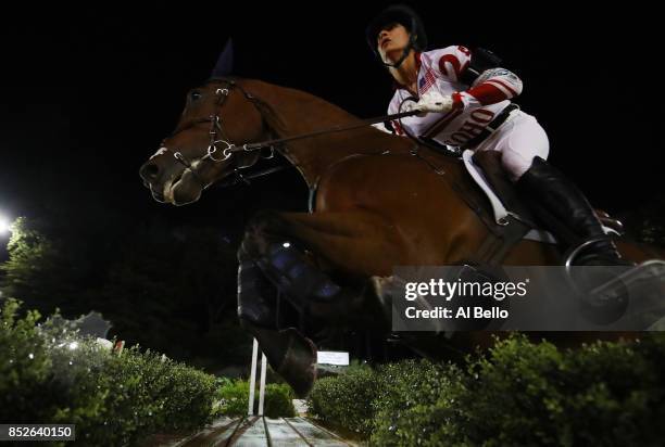 Julie Richards is up on Fernhill Mystery competing during the Rolex Central Park Horse Show at Central Park on September 23, 2017 in New York City.