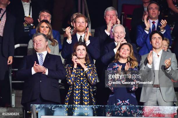 First Lady of the United States Melania Trump, Prince Harry, Ukrainian President Petro Poroshenko, Maryna Poroshenko, Sophie Gregoire Trudeau and...