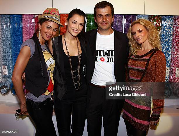 General Manager of M&M's Michel Klersy, Justine Mattera , Giorgia Surina and Linda Santaguida attend the M&M's opening party on March 5, 2009 in...