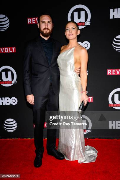 Musician Danny Fujikawa and actress Kate Hudson enter the 21st Annual Urbanworld Film Festival at AMC Empire 25 theater on September 23, 2017 in New...