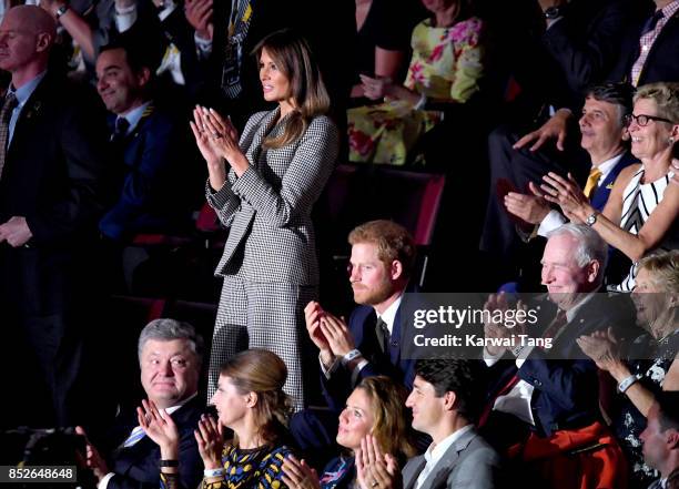 First Lady Melania Trump and Prince Harry attend the opening ceremony on day 1 of the Invictus Games Toronto 2017 at Air Canada Centre on September...