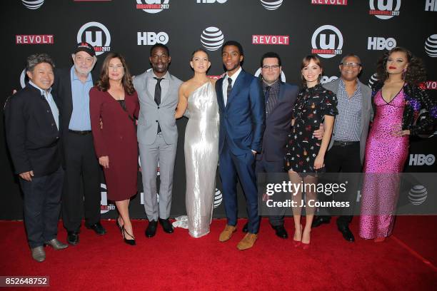 Film executive Donald Tang, producer Johnathen Sanger, producer Paula Wagner actors Sterling K. Brown, Kate Hudson, Chadwick Boseman, Josh Gad, Ahna...