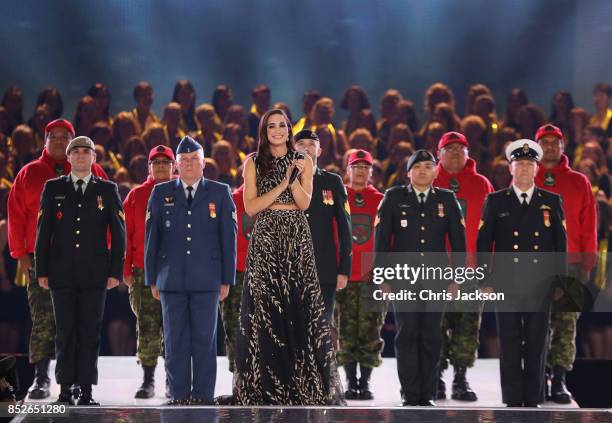 Singer Laura Wright performs during the opening ceremony of the 2017 Invictus Games at Air Canada Centre on September 23, 2017 in Toronto, Canada.The...