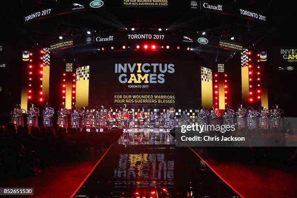 Marching band performs during the opening ceremony of the 2017 Invictus Games at Air Canada Centre on September 23, 2017 in Toronto, Canada.The...