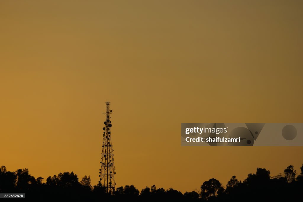 Communication repeater or  antenna tower in Ampang hills of Kuala Lumpur