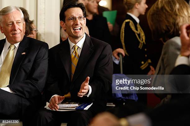 House Majority Leader Rep. Steny Hoyer and House Minority Whip Eric Cantor participate in the closing session of the White House's forum on health...