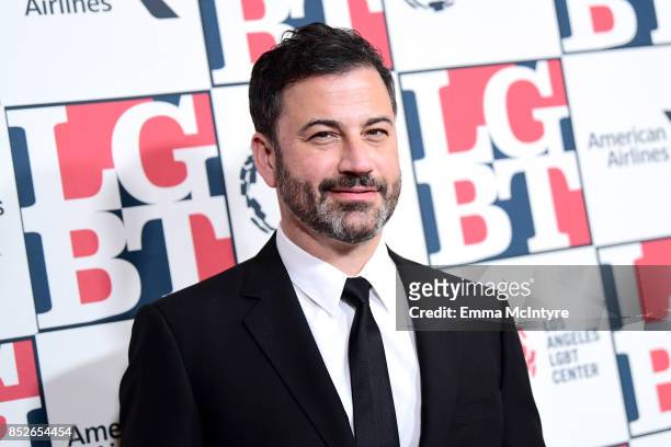 Host Jimmy Kimmel attends Los Angeles LGBT Center's 48th Anniversary Gala Vanguard Awards at The Beverly Hilton Hotel on September 23, 2017 in...