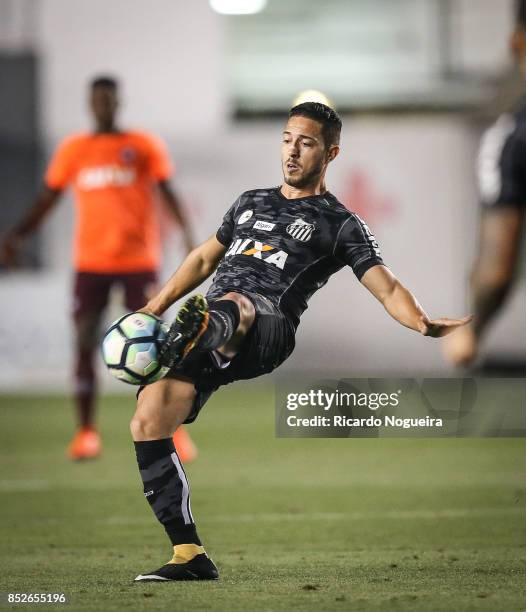 Jean Mota of Santos in action during a match between Santos and Atletico Paranaense as a part of Campeonato Brasileiro 2017 at Vila Belmiro Stadium...