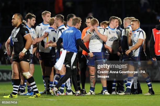 Scotland's Danny Addy appears dejected after his team lose to New Zealand during the World Cup Quarter Final match at Headingley Stadium, Leeds.