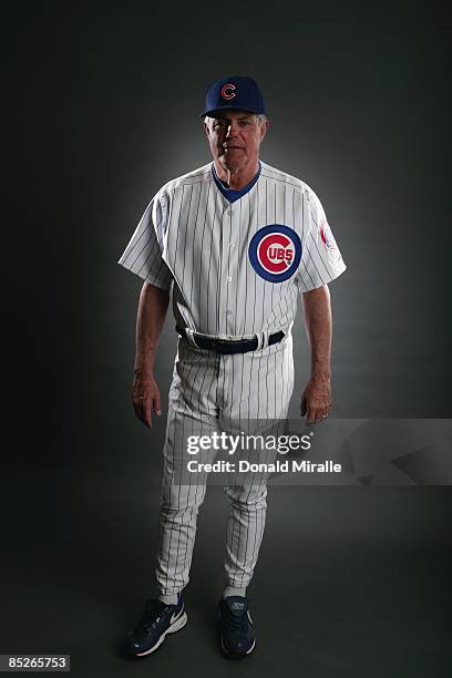 Lou Piniella of the Chicago Cubs poses during photo day at the Fitch Park Spring Training complex on February 23, 2009 in Mesa, Arizona.