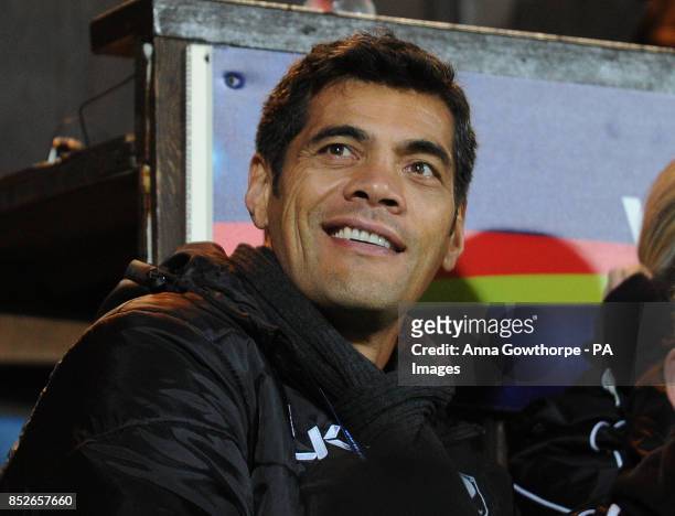 New Zealand Head Coach Stephen Kearney sits in the stands before kick off during the World Cup Quarter Final match at Headingley Stadium, Leeds.