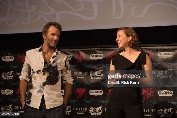 Actors Thomas Jane and Molly Parker at the Netflix Films "1922" Premiere at Fantastic Fest at the Alamo Drafthouse on September 23, 2017 in Austin,...