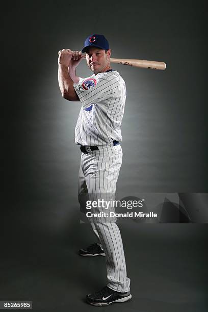 Jason Dubois of the Chicago Cubs poses during photo day at the Fitch Park Spring Training complex on February 23, 2009 in Mesa, Arizona.