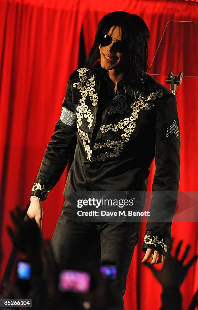 Michael Jackson announces plans for Summer residency at the O2 Arena at a press conference held at the O2 Arena on March 5, 2009 in London, England.