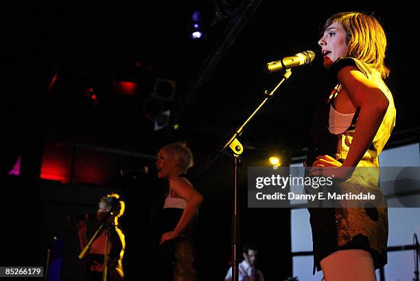 The Pipettes perform at the opening of the British Music Experience at the O2 Arena on March 5, 2009 in London, England.